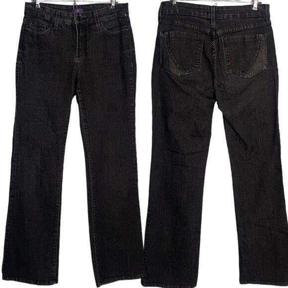 NYDJ Bootcut Jeans Womens 8 Faded Black High Rise Lift Tuck Tech‎ Casual Classic - Picture 1 of 8